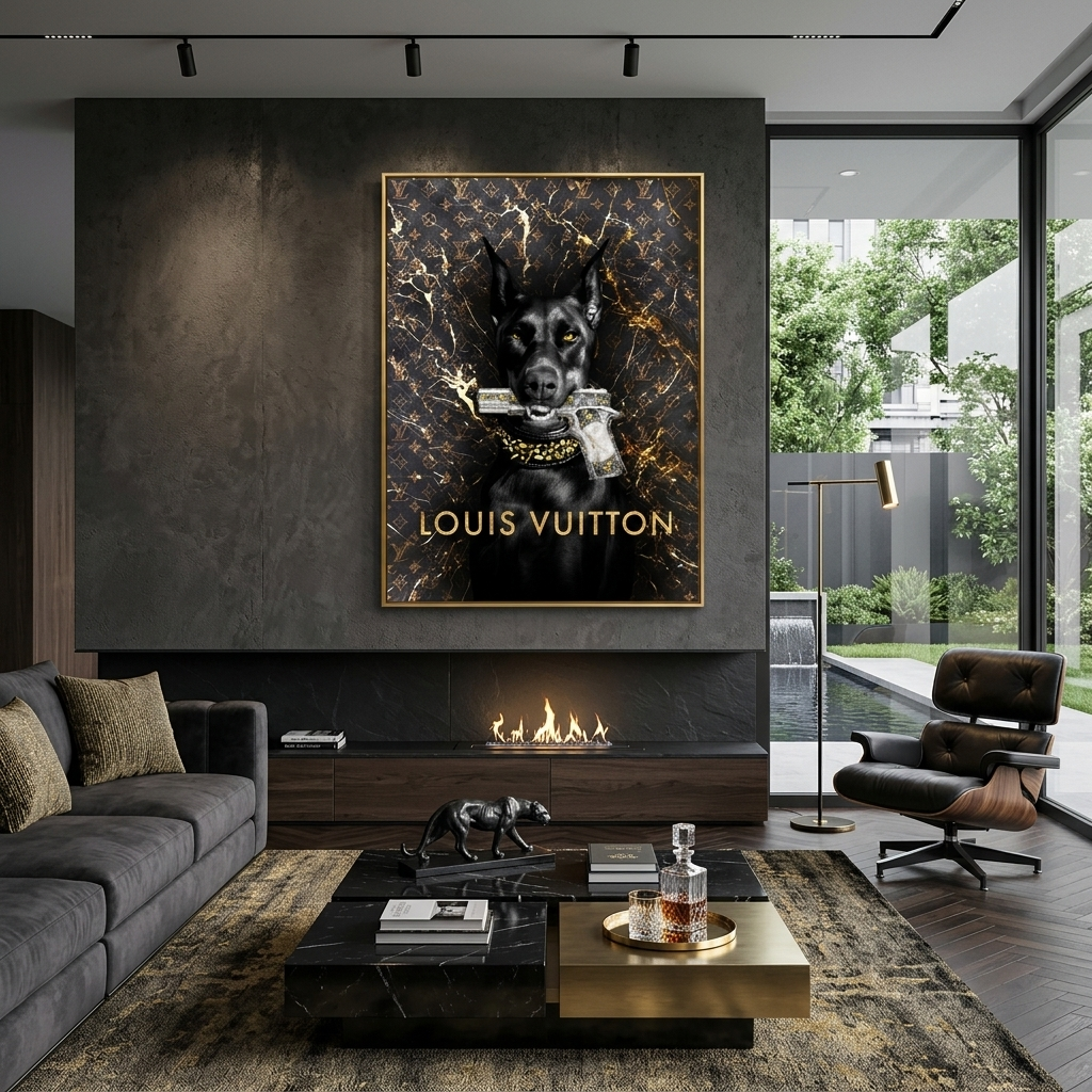 Doberman Louis Vuitton Canvas Wall Art Print