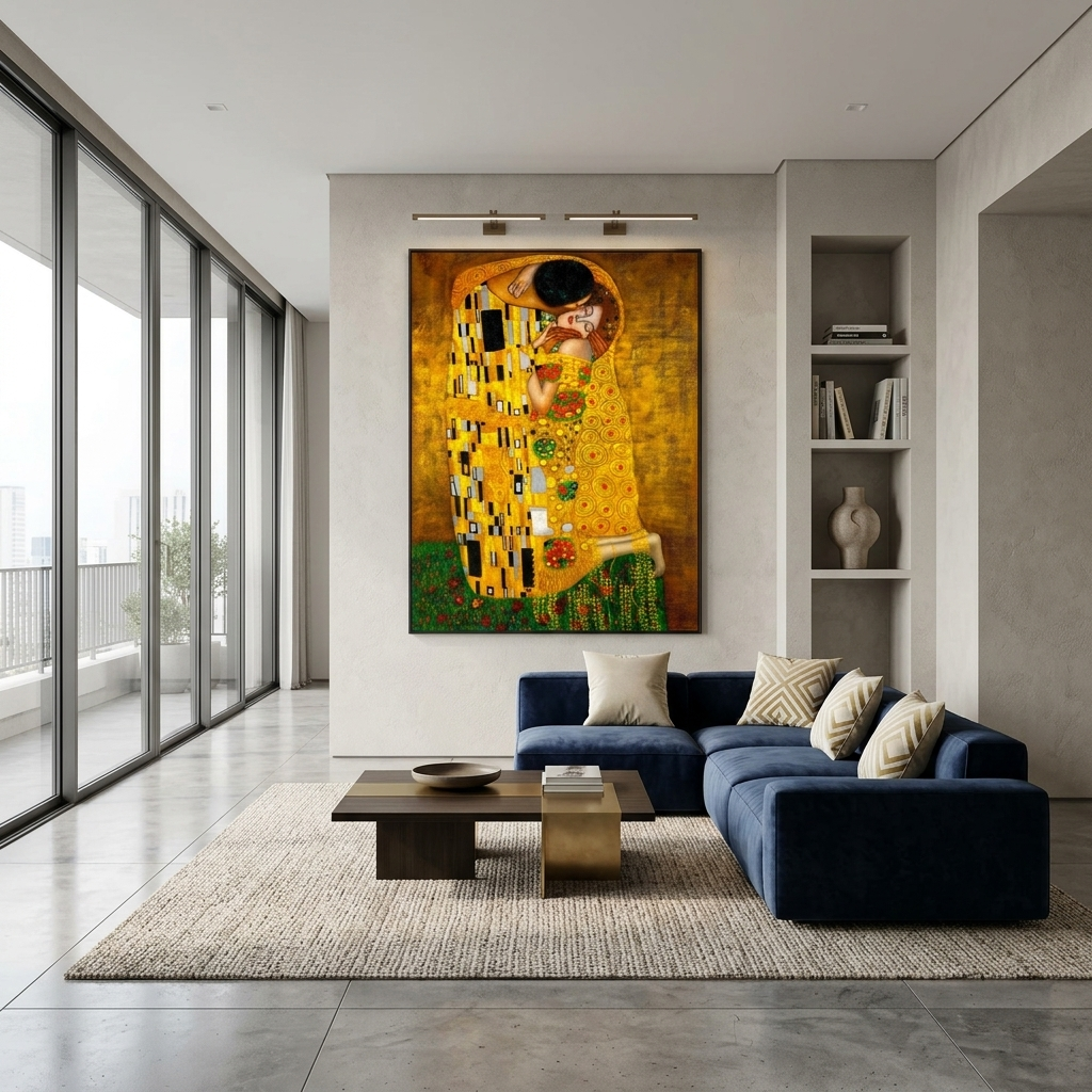 The Kiss by Gustav Klimt Reproduction Canvas Wall Art Print