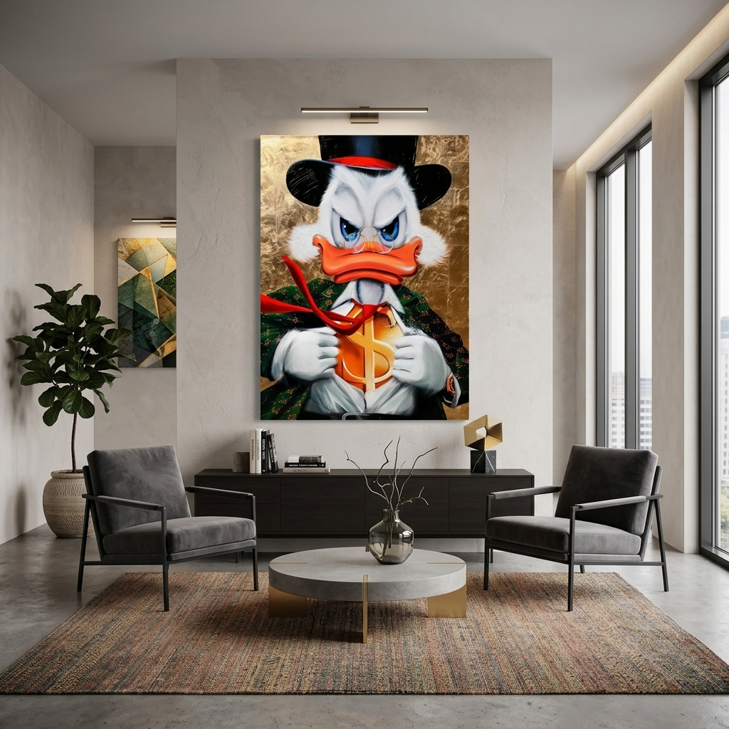 Scrooge the super-hero Gucci dollar Inspirational Canvas Wall Art Print