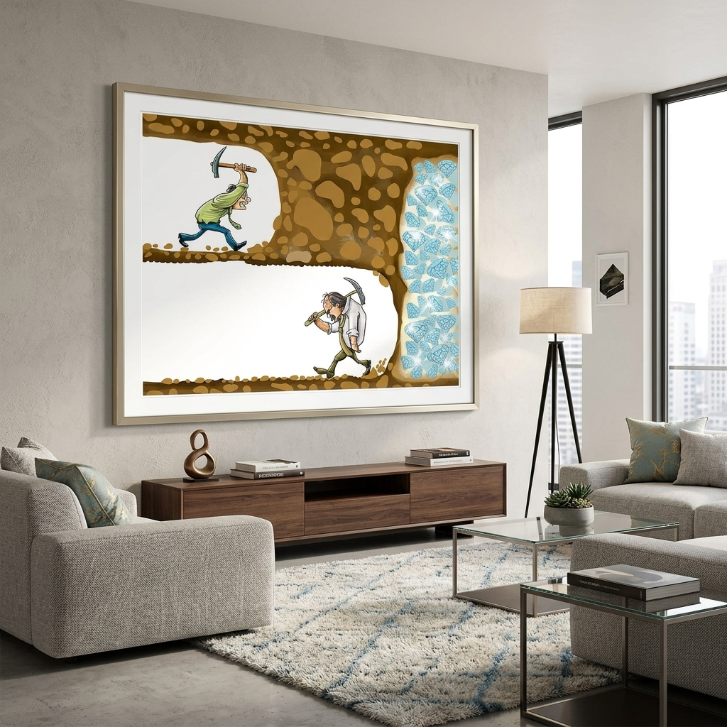Two miners Motivational Canvas Wall Art Print