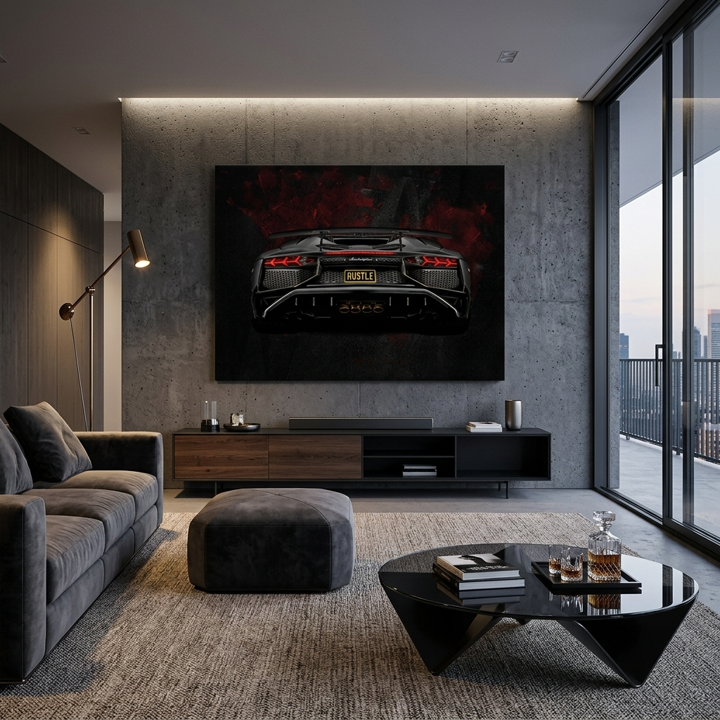 Lamborghini Aventador rear view  Canvas Wall Art Print