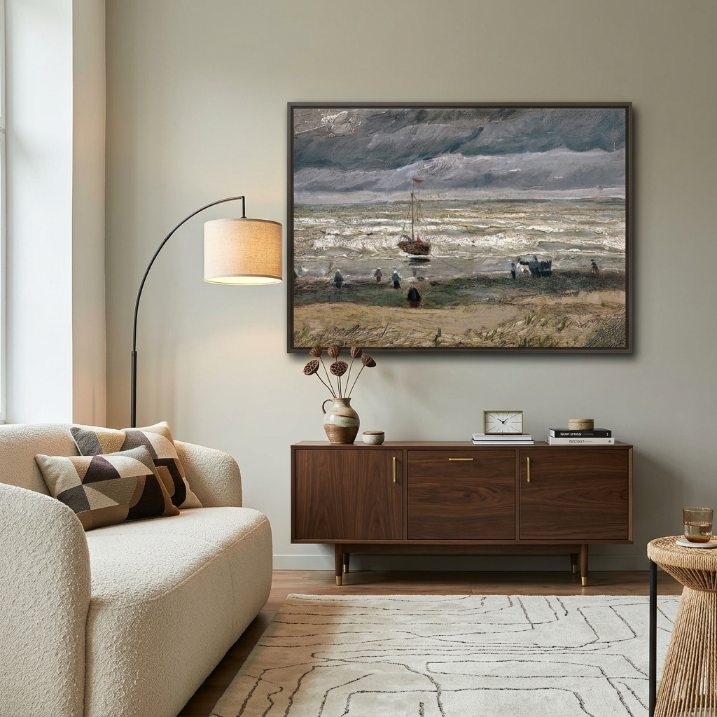 Sea view off Scheveningen Reproduction Canvas Wall Art Print