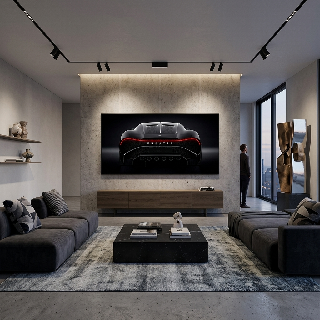 Bugatti on Black background Canvas Wall Art Print
