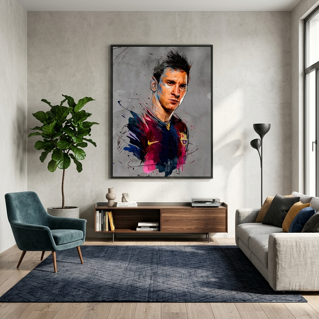 Footballer Lionel Messi Canvas Wall Art Print