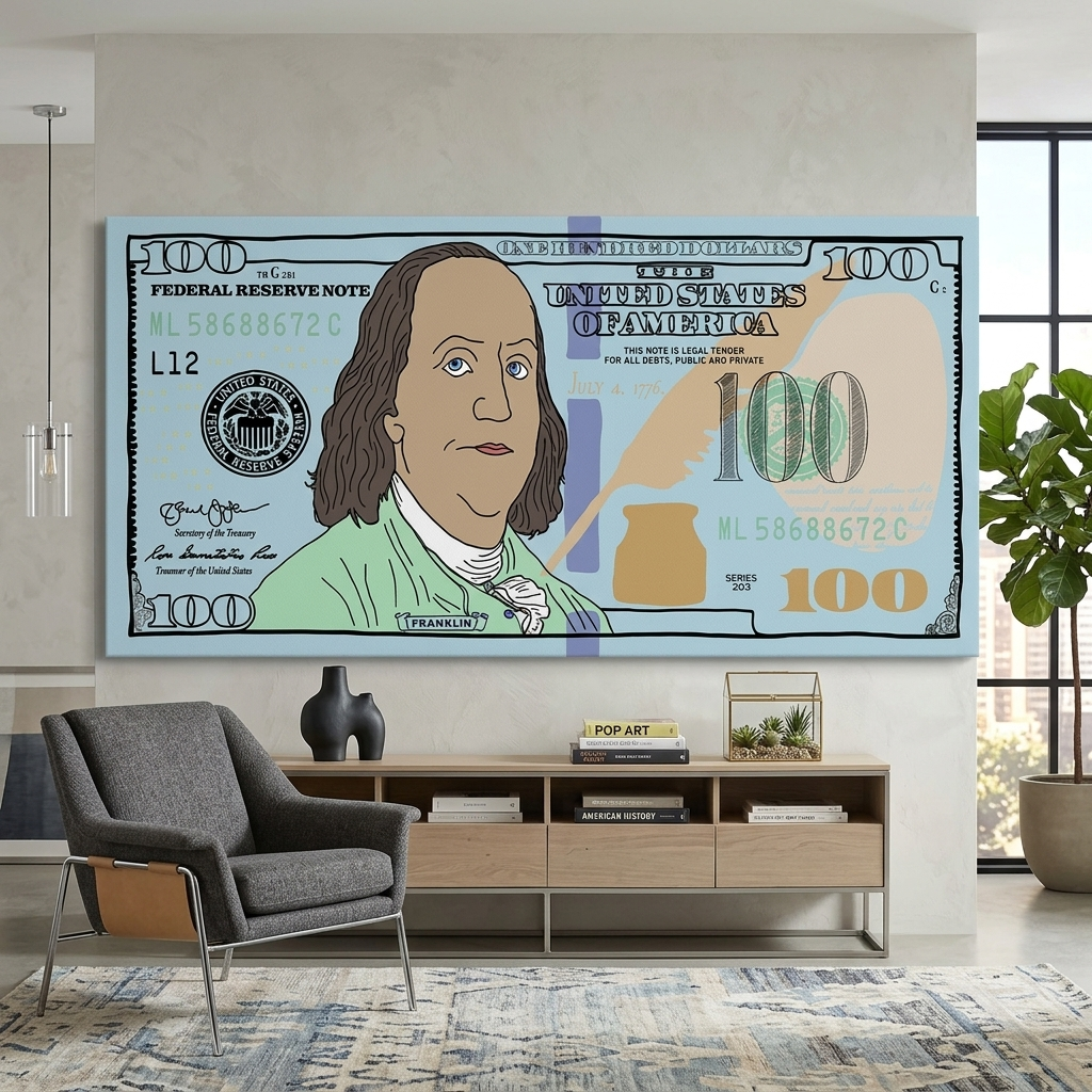 Inspirational Canvas Wall Art Print 100 dollars painted