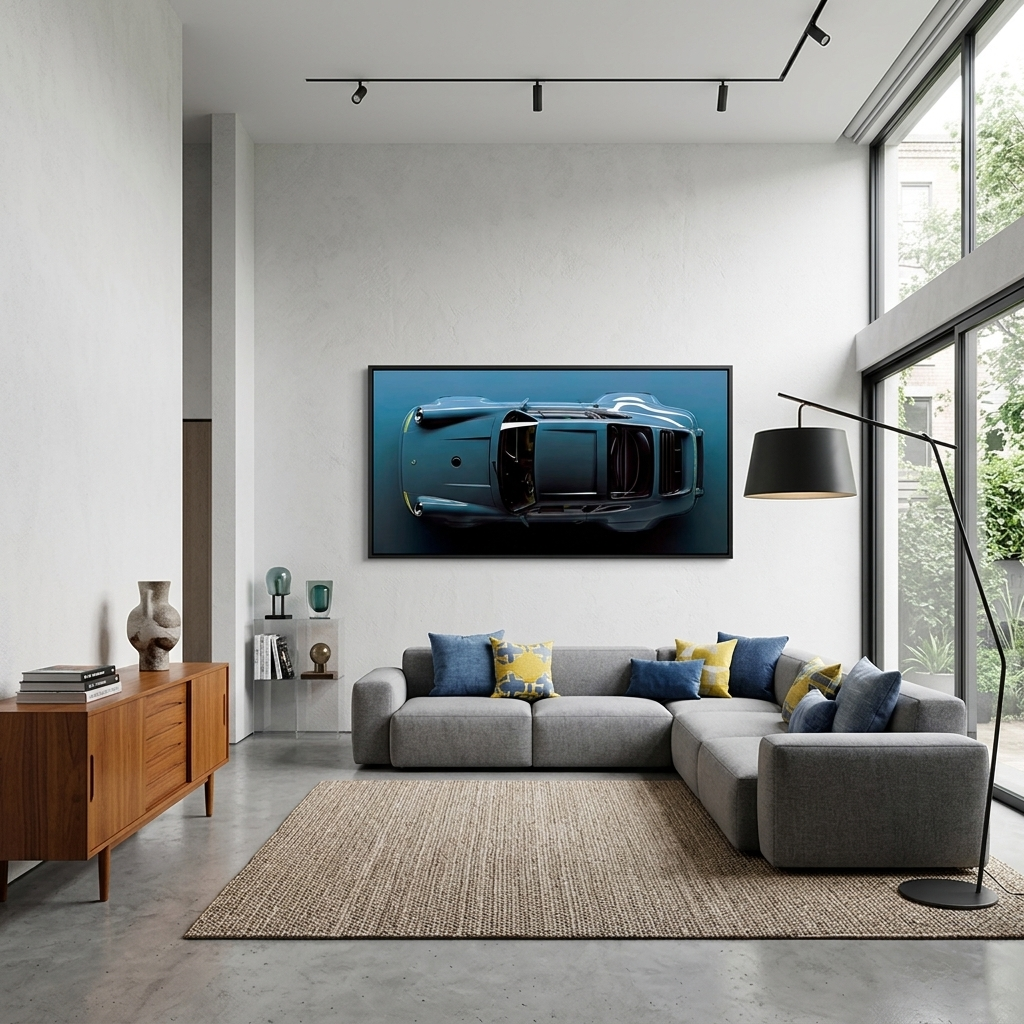 Cars Porsche 911 Blue  Canvas  Wall Art Print