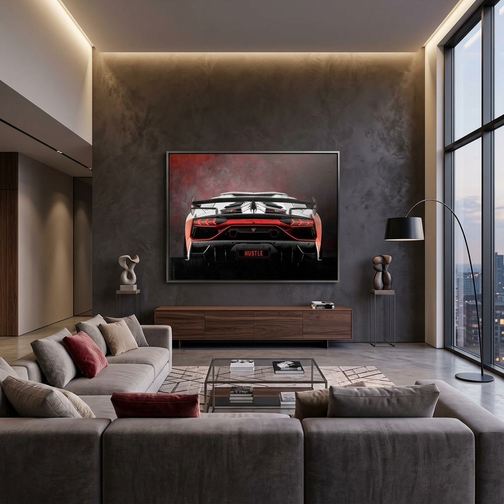 LAMBO HUSTLE BACKSIDE Canvas Wall Art