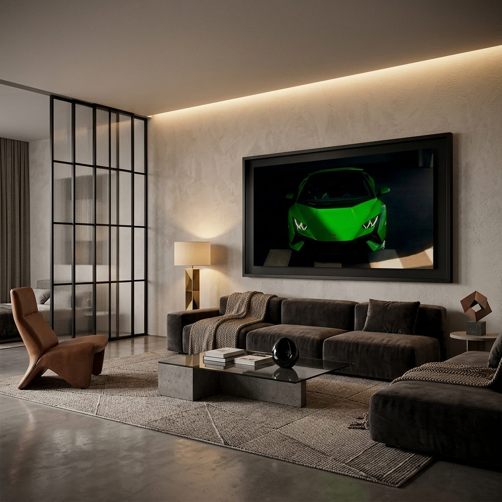 A Green Lamborghini car Canvas Wall Art Print