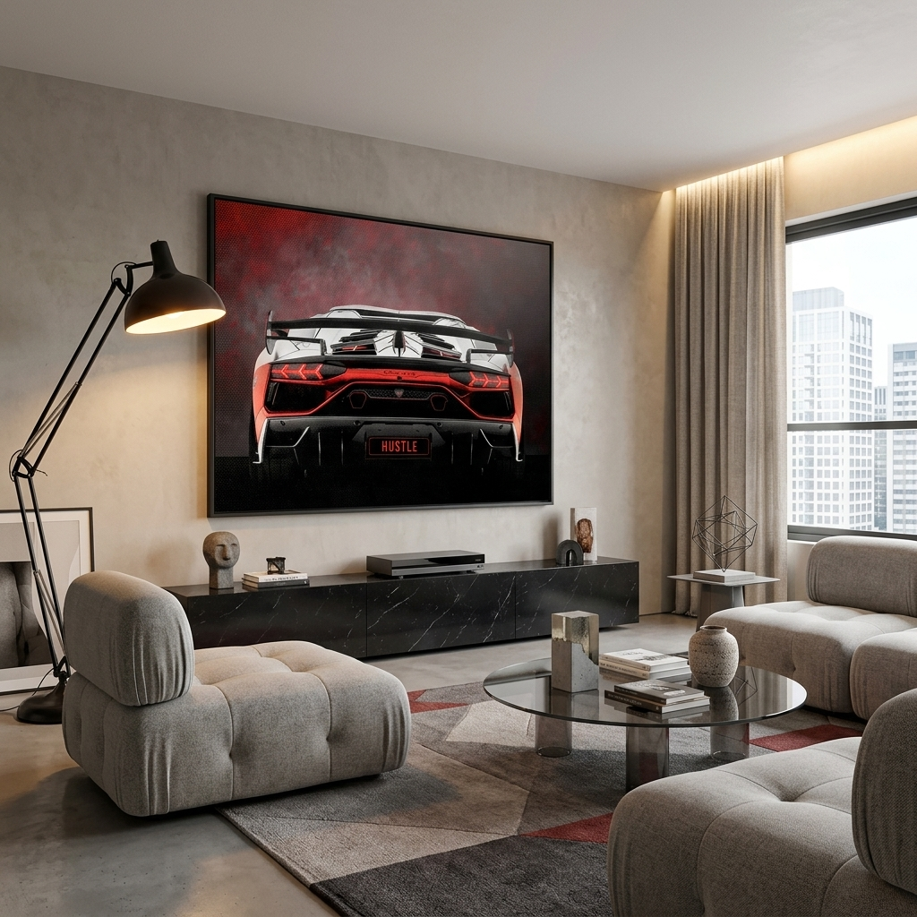 LAMBO HUSTLE BACKSIDE Canvas Wall Art