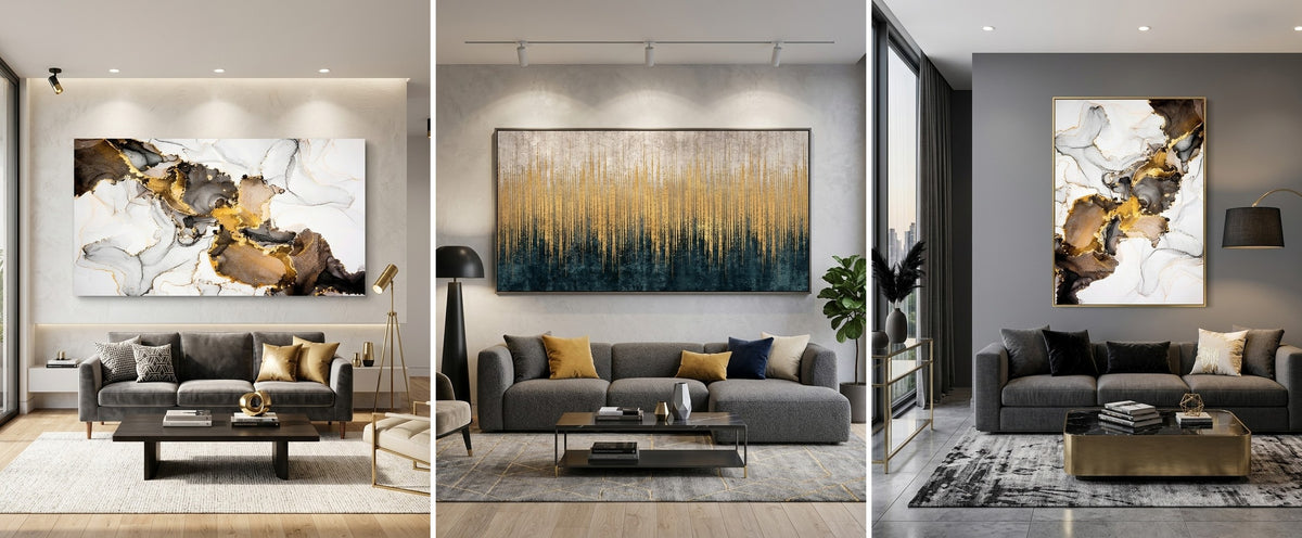 Canvas wall art in a living room interior