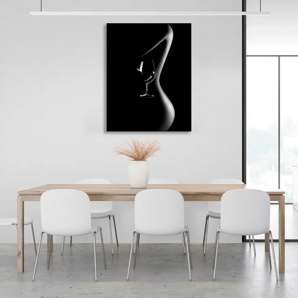 girl's  and a glass Canvas Wall Art Print