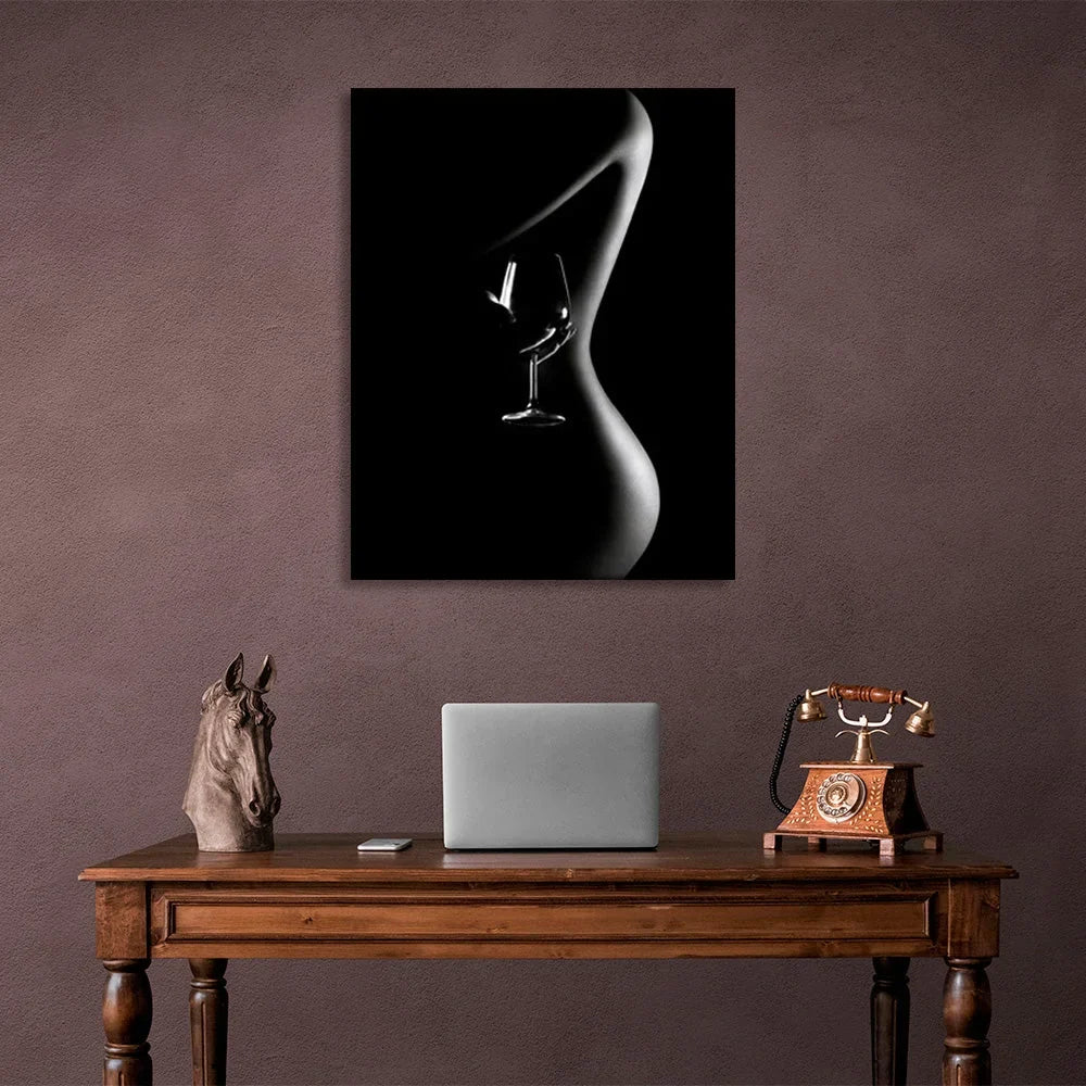 girl's  and a glass Canvas Wall Art Print