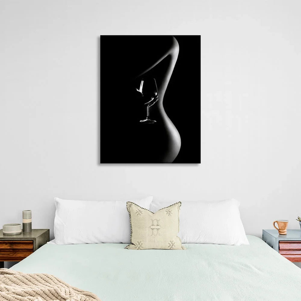 girl's  and a glass Canvas Wall Art Print