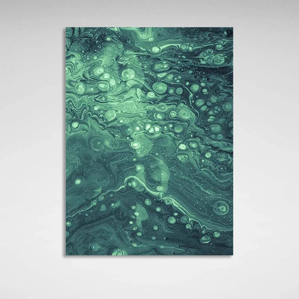 Abstraction Canvas Wall Art Print Bubbles in turquoise acrylic paint