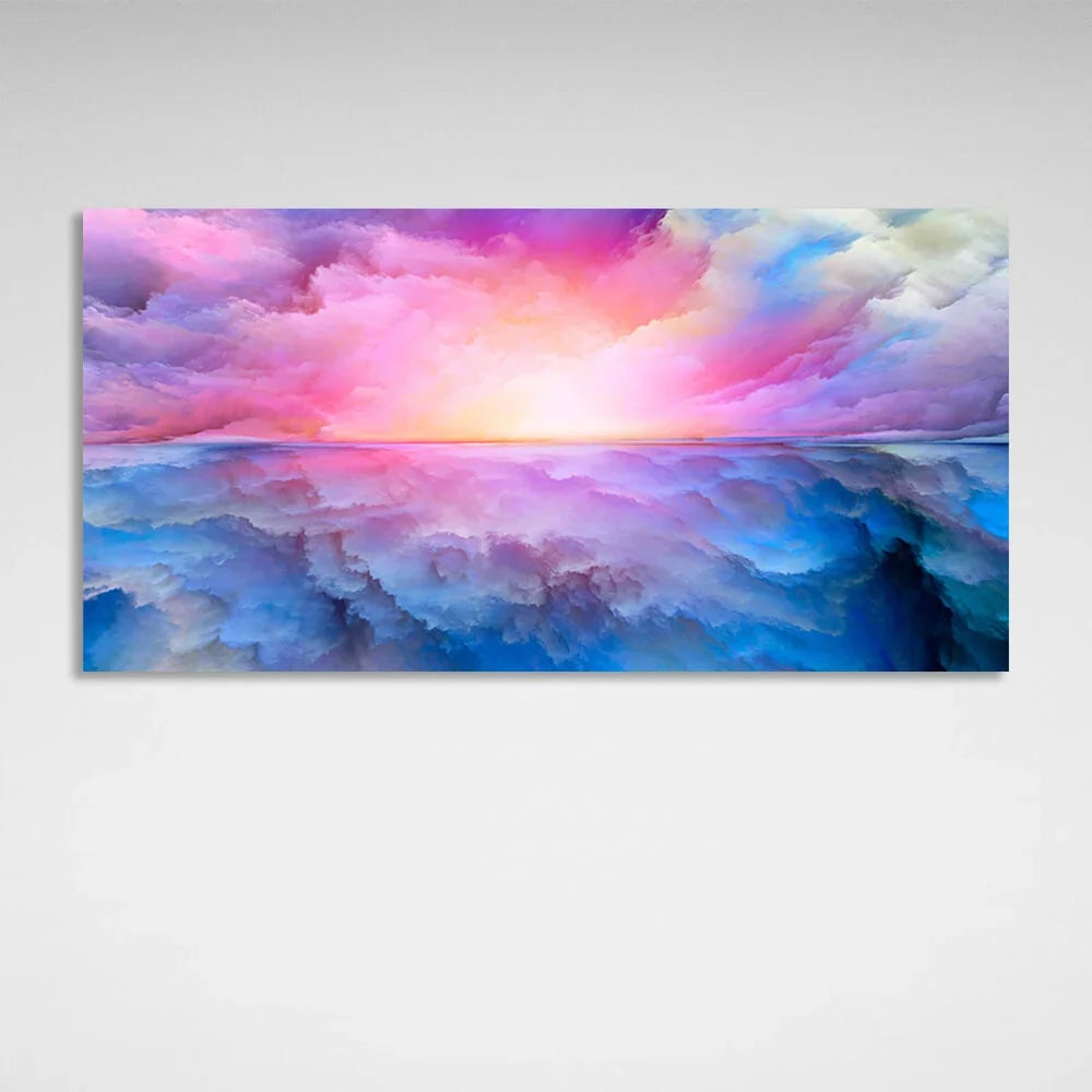 Abstraction in blue and pink colors Abstraction Canvas Wall Art Print