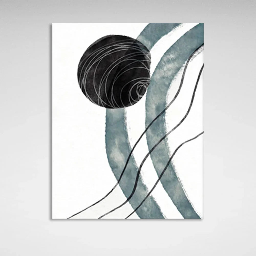 Abstraction in black and gray on a white background Abstraction Canvas Wall Art Print