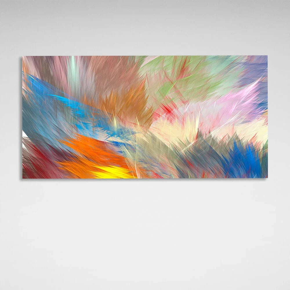 Abstraction rainbow feathers Canvas Wall Art Print