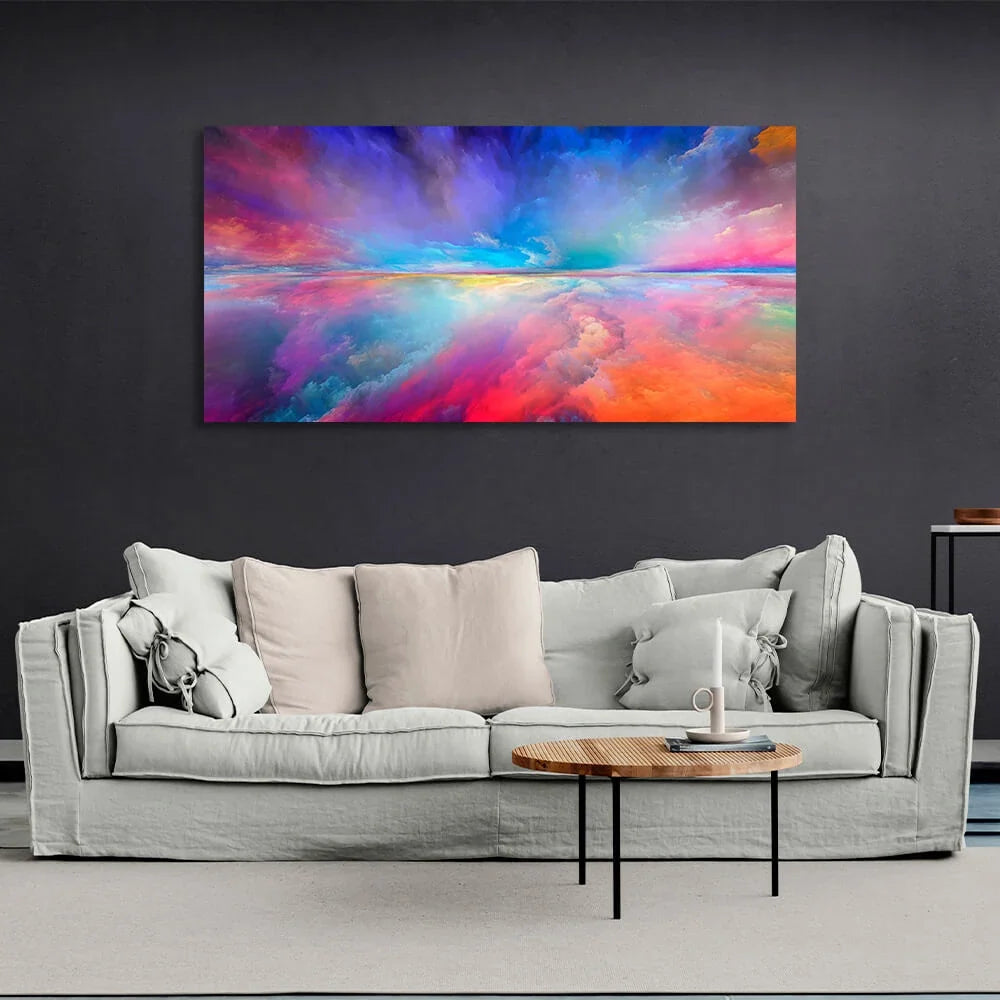 Abstraction in the color blue red orange Abstraction Canvas Wall Art Print