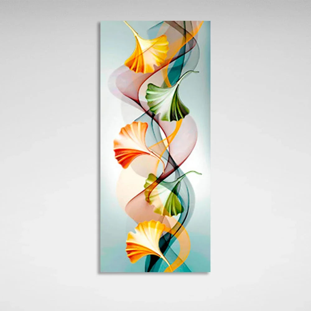 Abstraction leaves on turquoise background Abstraction Canvas Wall Art Print