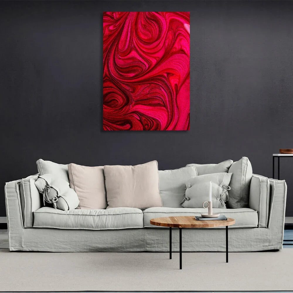 Abstraction in red pink and black Abstraction Canvas Wall Art Print