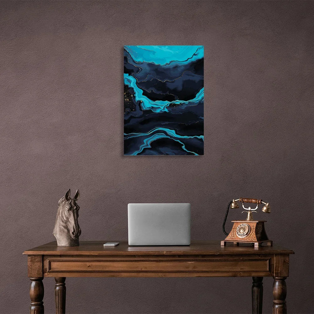 Abstraction navy-blue Abstraction Canvas Wall Art Print