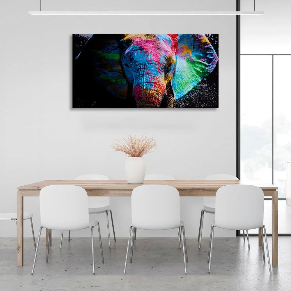 An elephant in bright colors Canvas Wall Art Print