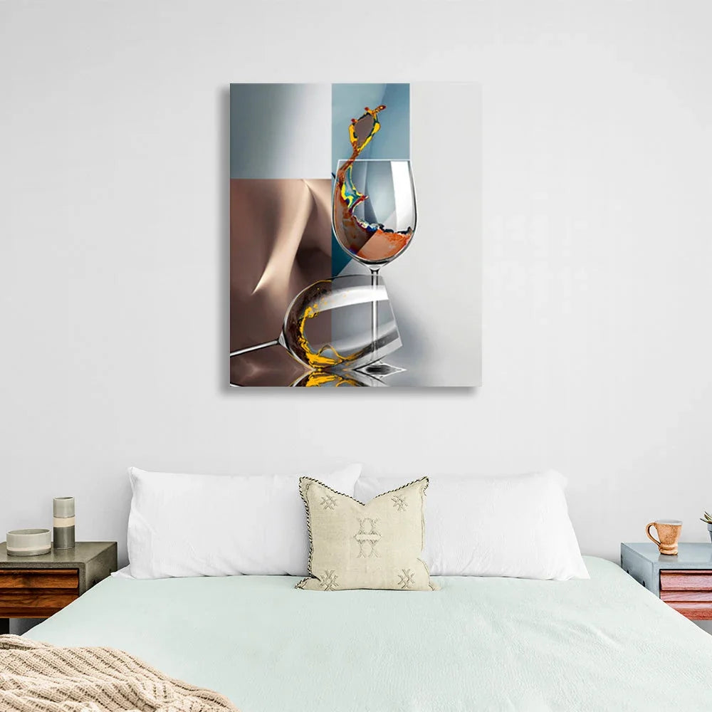 Abstraction Two wine glasses Canvas Wall Art Print For Kitchen