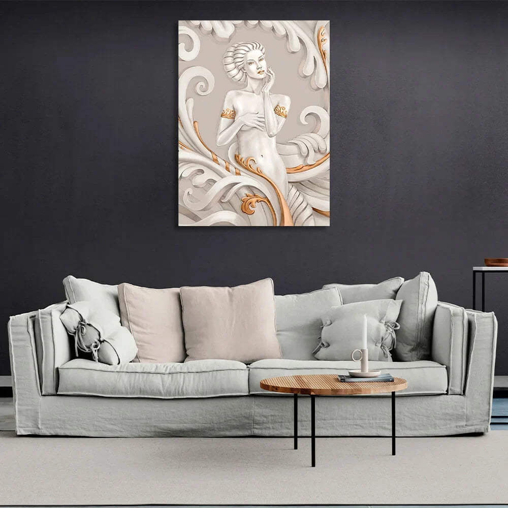 woman with gold details Canvas Wall Art Print