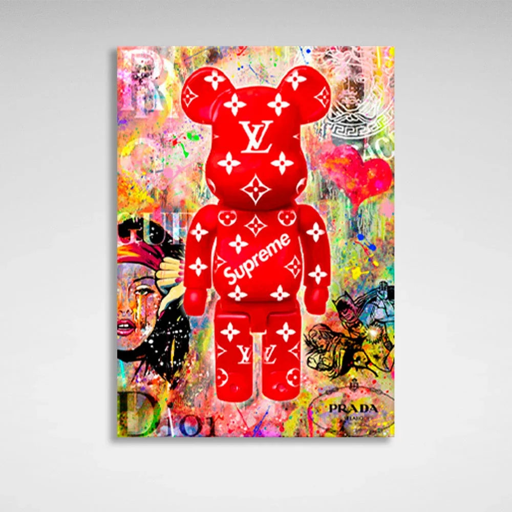 Bear in logos Canvas Wall Art Print