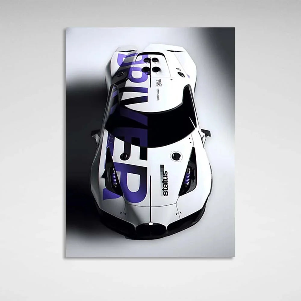 Bugatti white Cars Canvas Wall Art Print