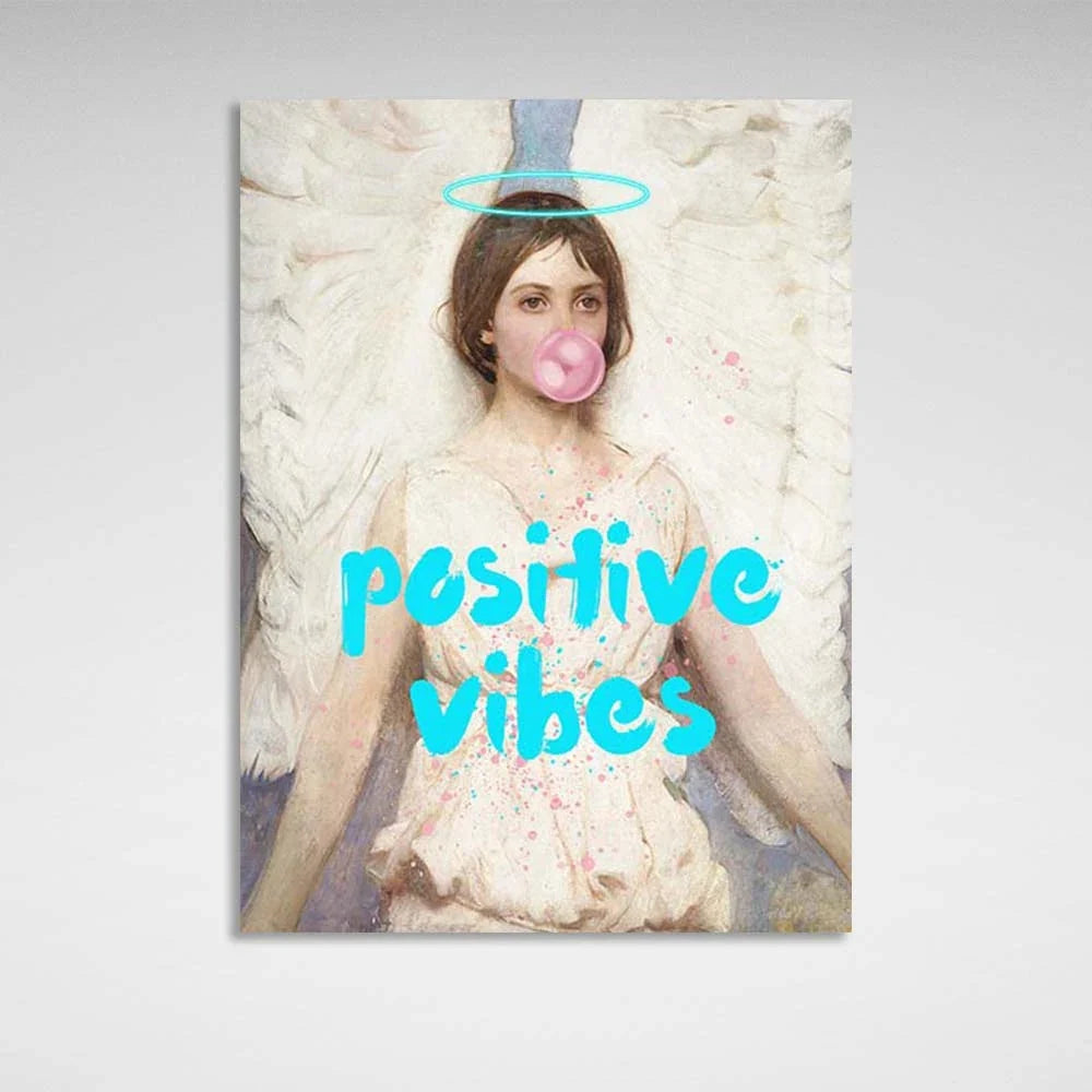 Canvas Wall Art Print Angel with gum. Positive vibes