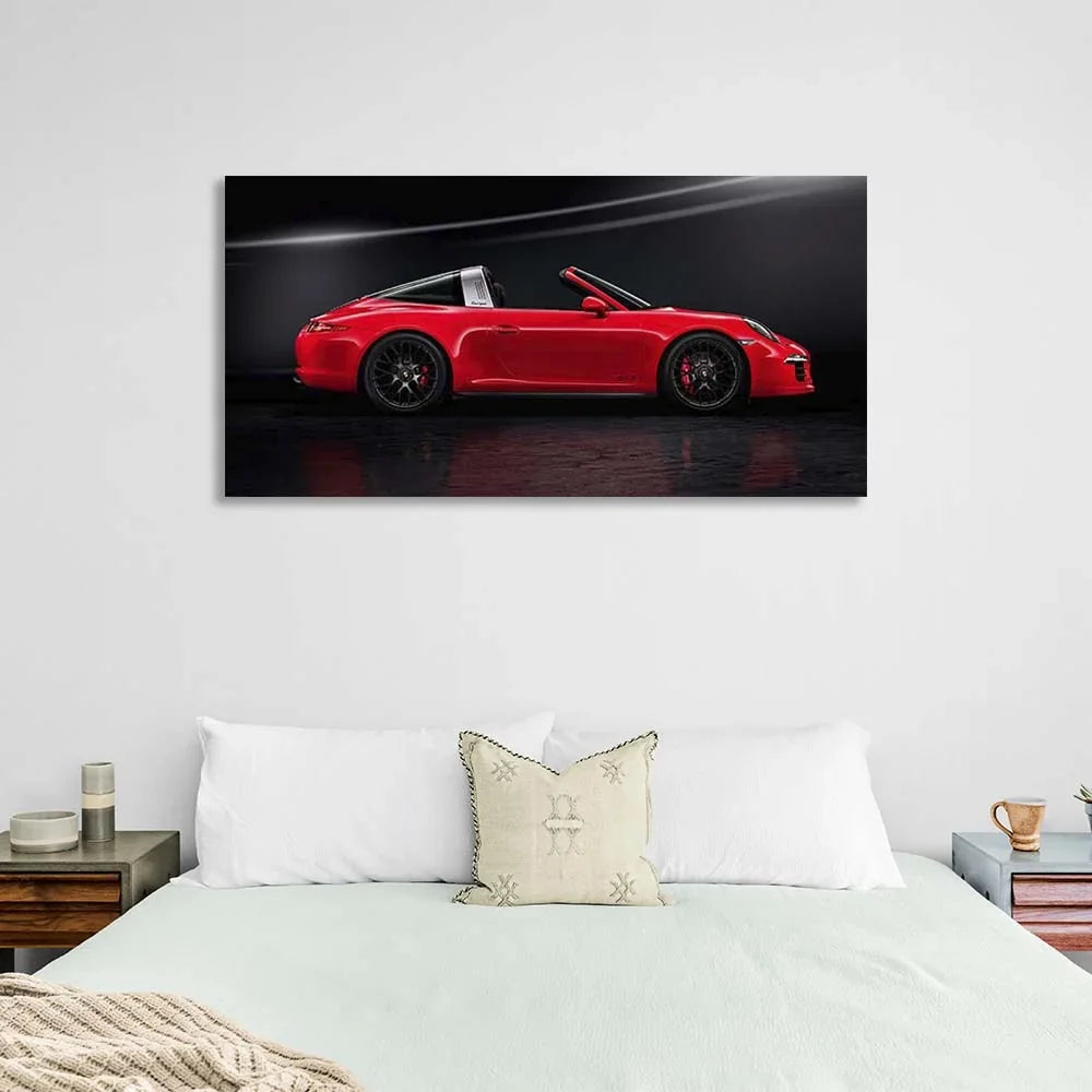 Canvas Wall Art Print Car Red Porsche 911 Targa 4 GTS