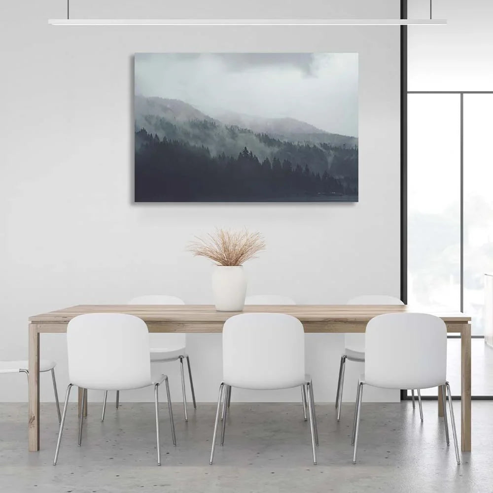 Canvas Wall Art Print Fog coming down from the mountains