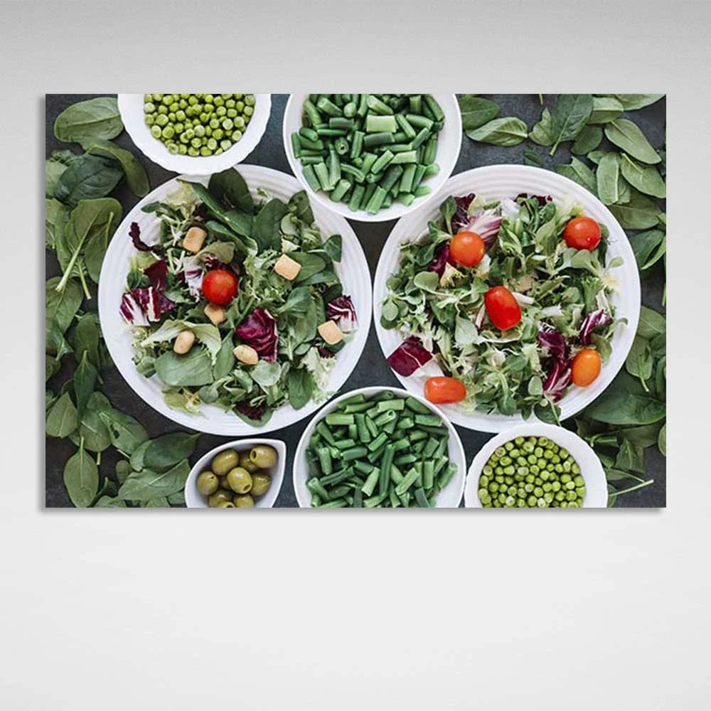 Canvas Wall Art Print For Kitchen 2 salads for lunch