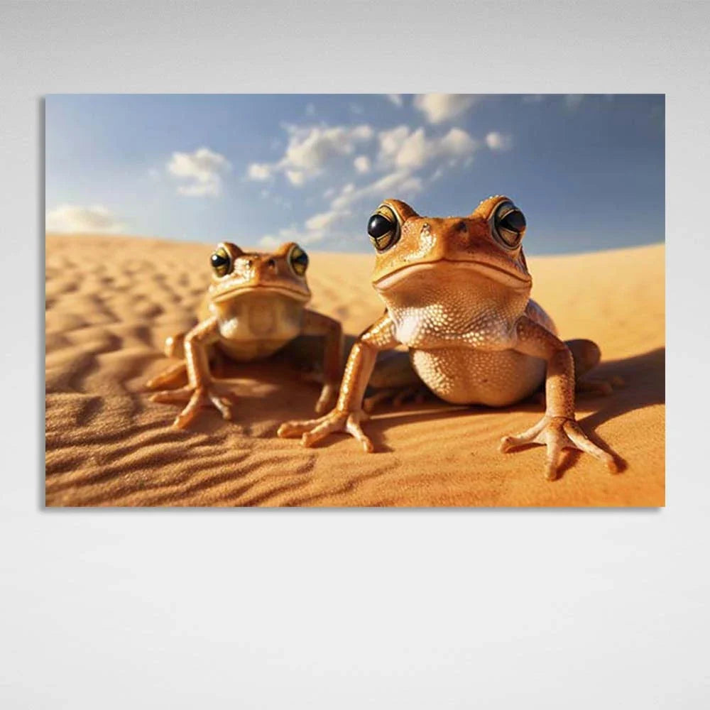 Canvas Wall Art Print Two frogs on the sand
