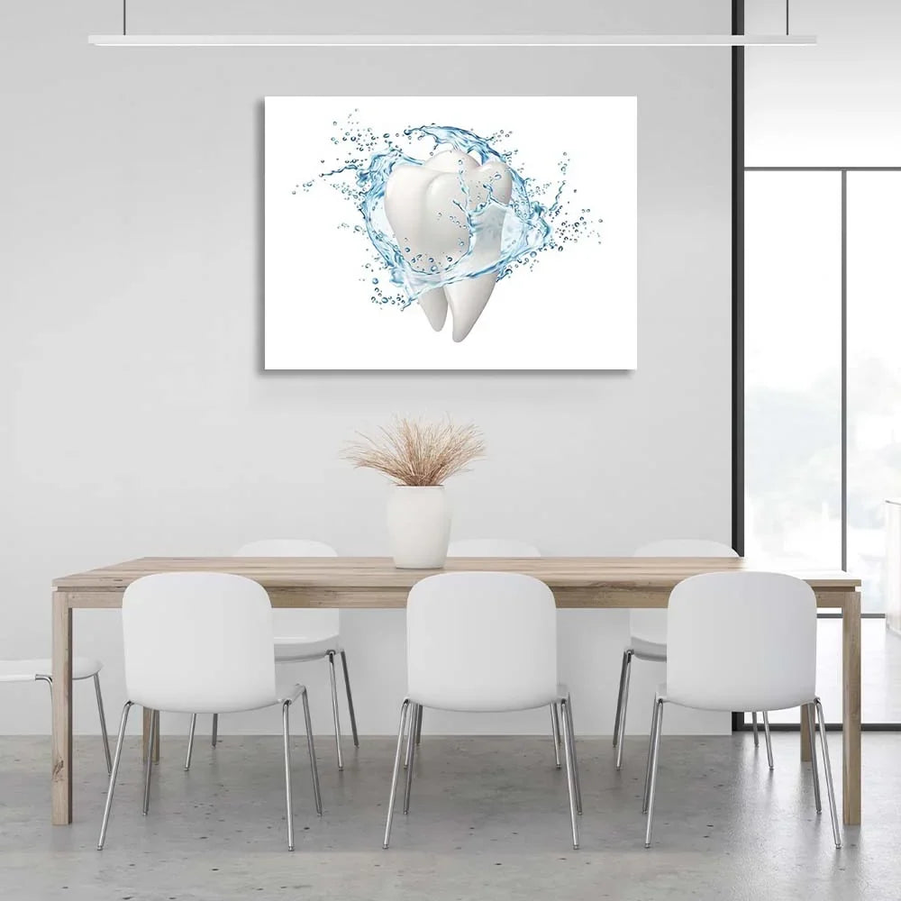 Canvas Wall Art Print Tooth in a splash of water
