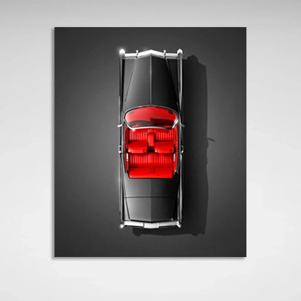 Car black color with red interior on black background  Canvas Wall Art Print