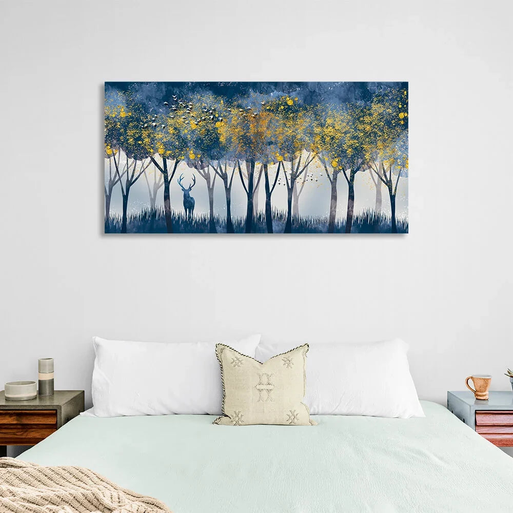 For home Forest, deer and birds Canvas Wall Art Print