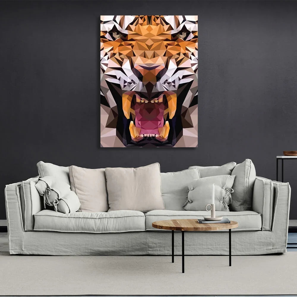 Geometric tiger Canvas Wall Art Print