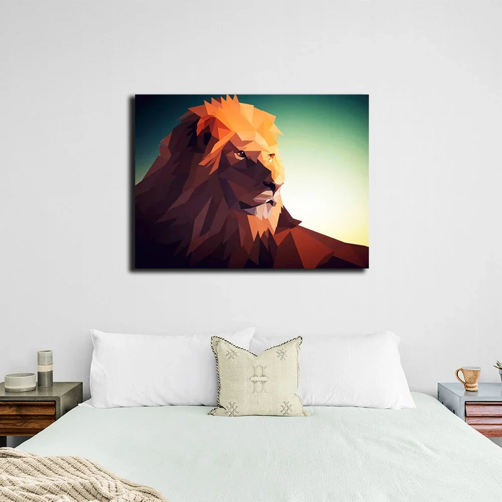 Geometric lion Canvas Wall Art Print