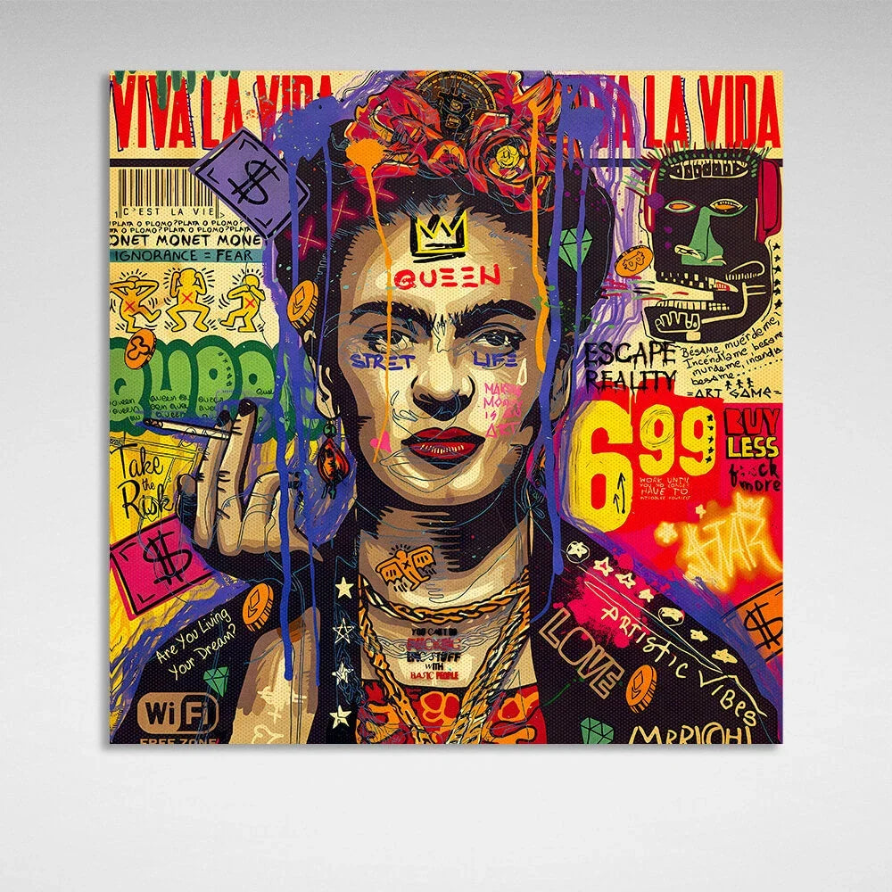 Graffiti Frida Kahlo Inspirational Canvas Wall Art Print