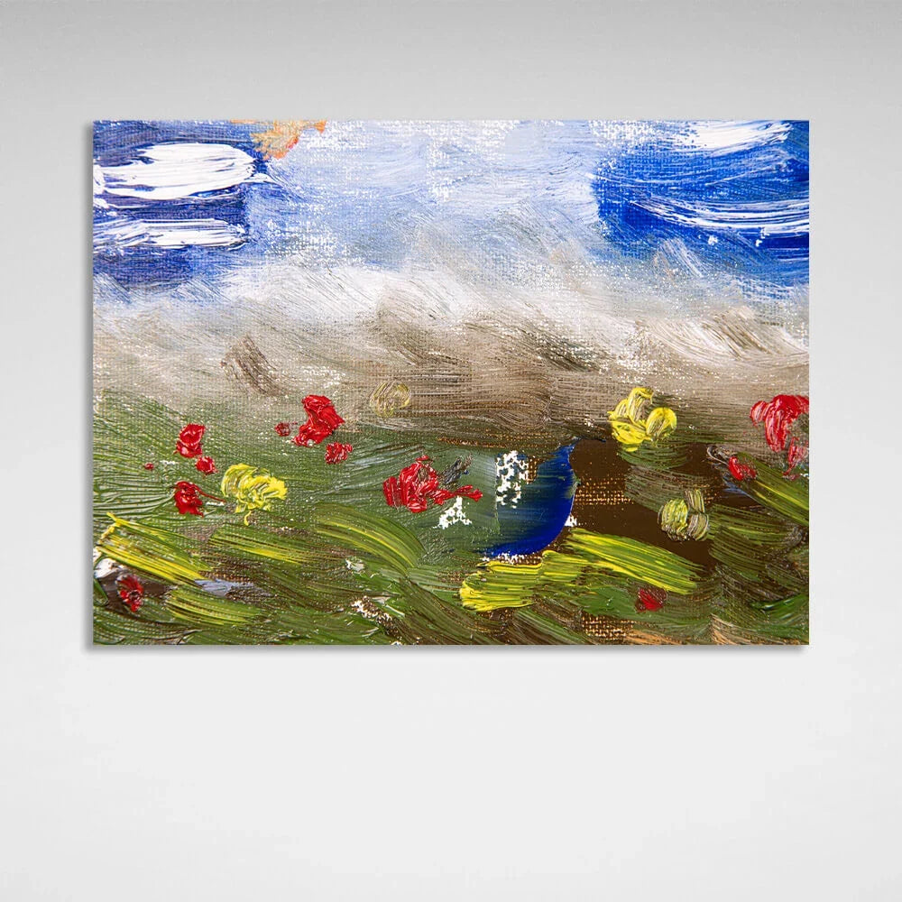 Interior abstract field with flowers Canvas Wall Art Print