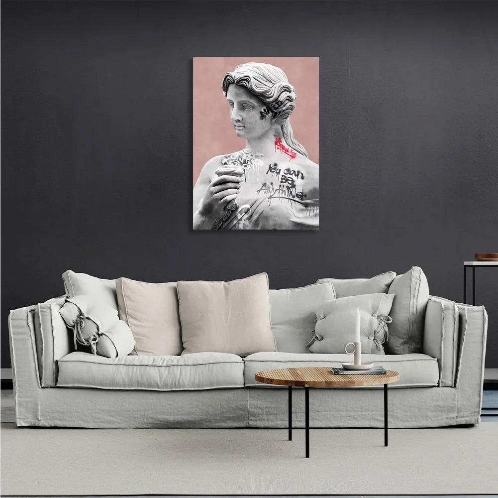 Interior Greek statue Canvas Wall Art Print