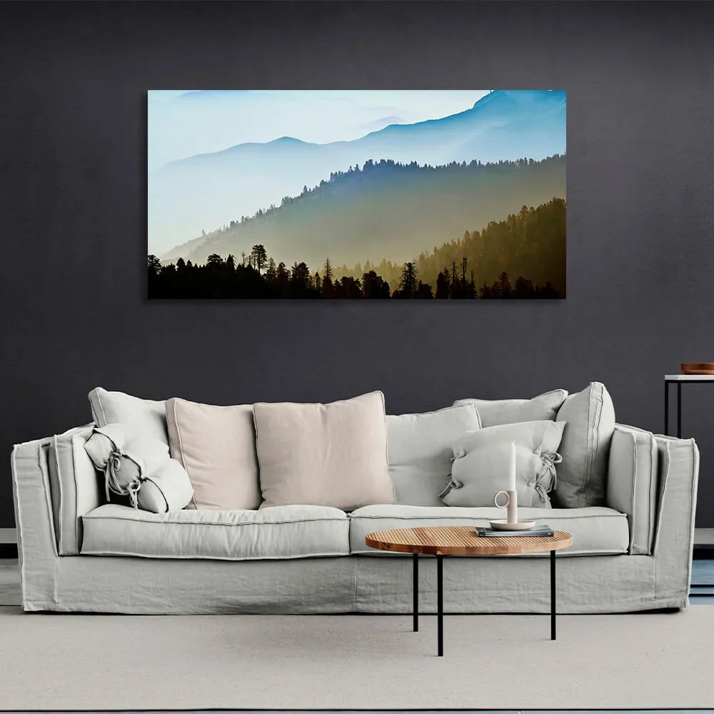Landscape forest and mountains Canvas Wall Art Print