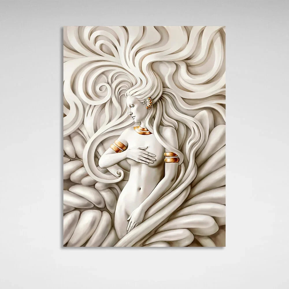 Long-haired woman with  jewelry Canvas Wall Art Print