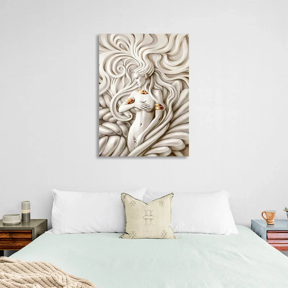 Long-haired woman with  jewelry Canvas Wall Art Print