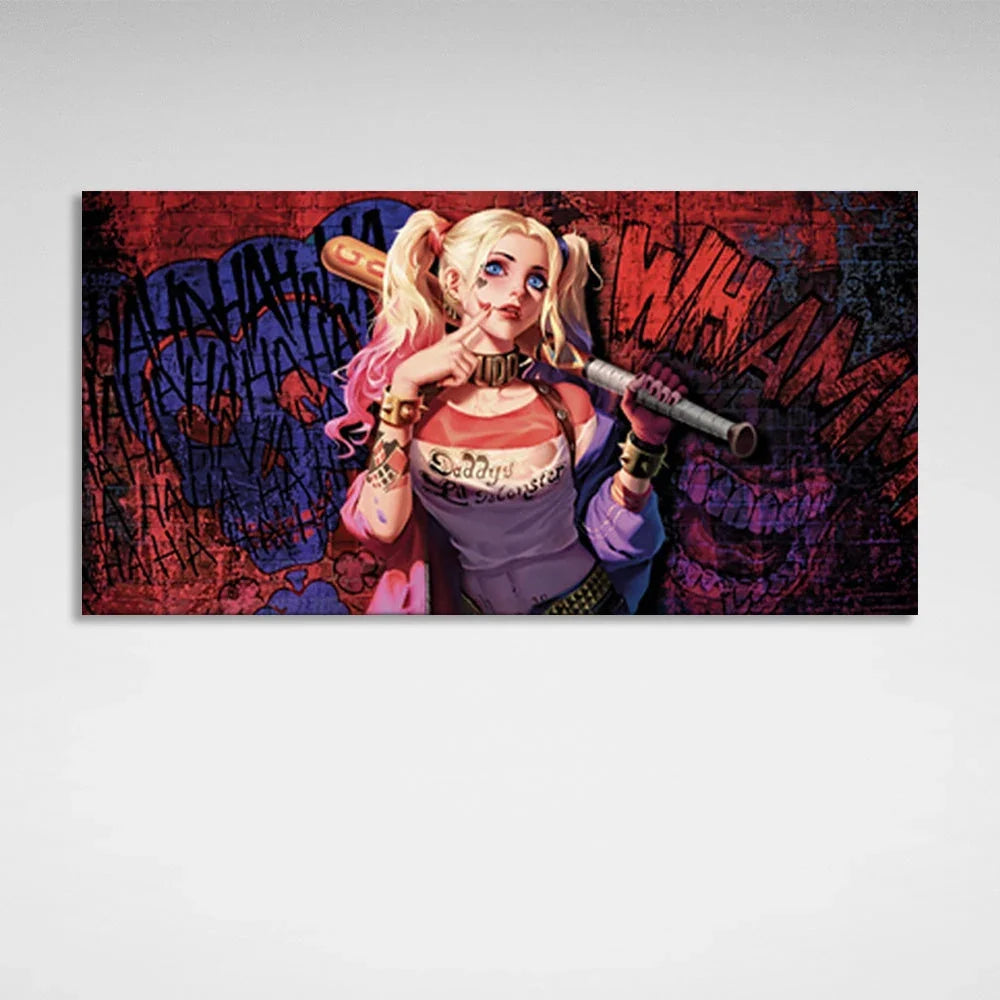 on canvas Harley Quinn graffiti Canvas Wall Art Print