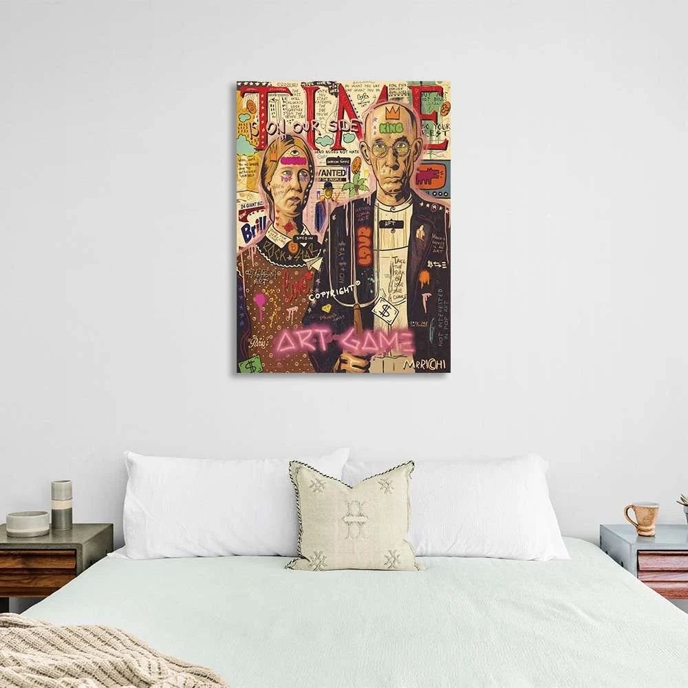 Pop Art American Gothic Canvas Wall Art Print
