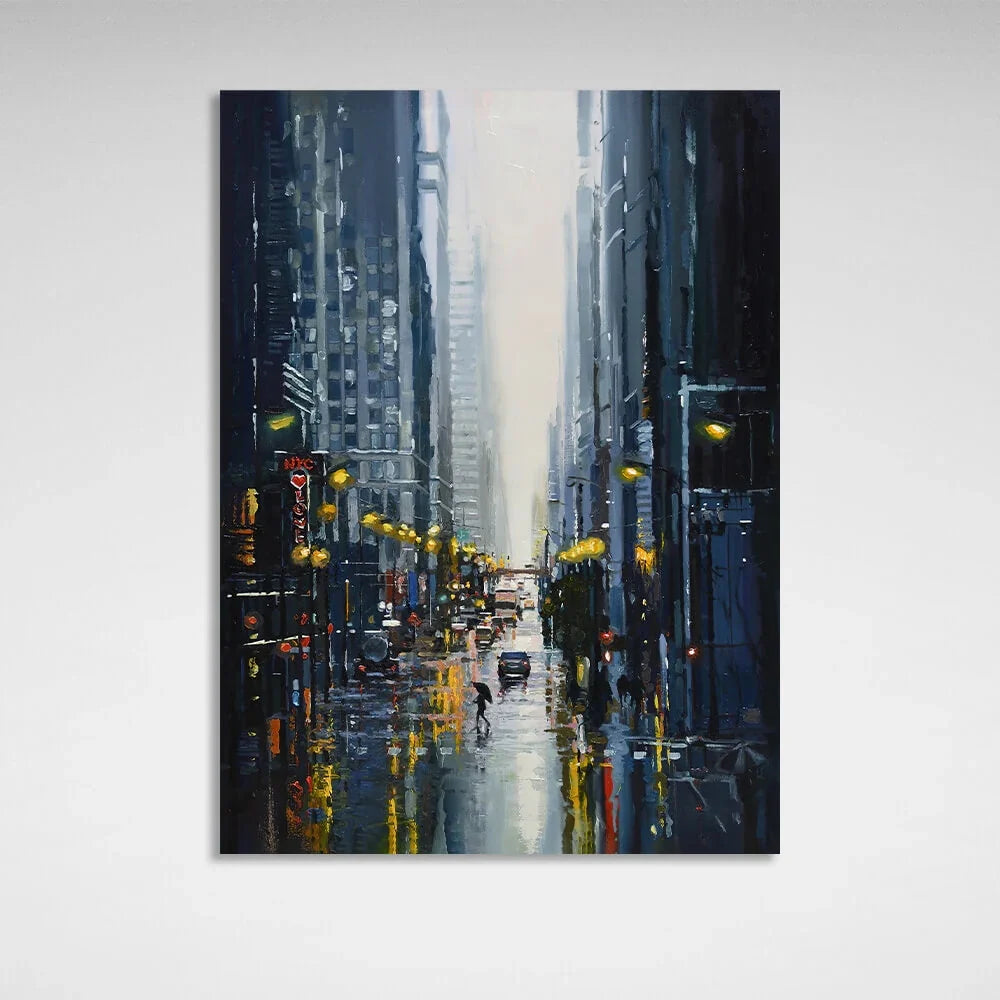 Rainy New York City Canvas Wall Art Print