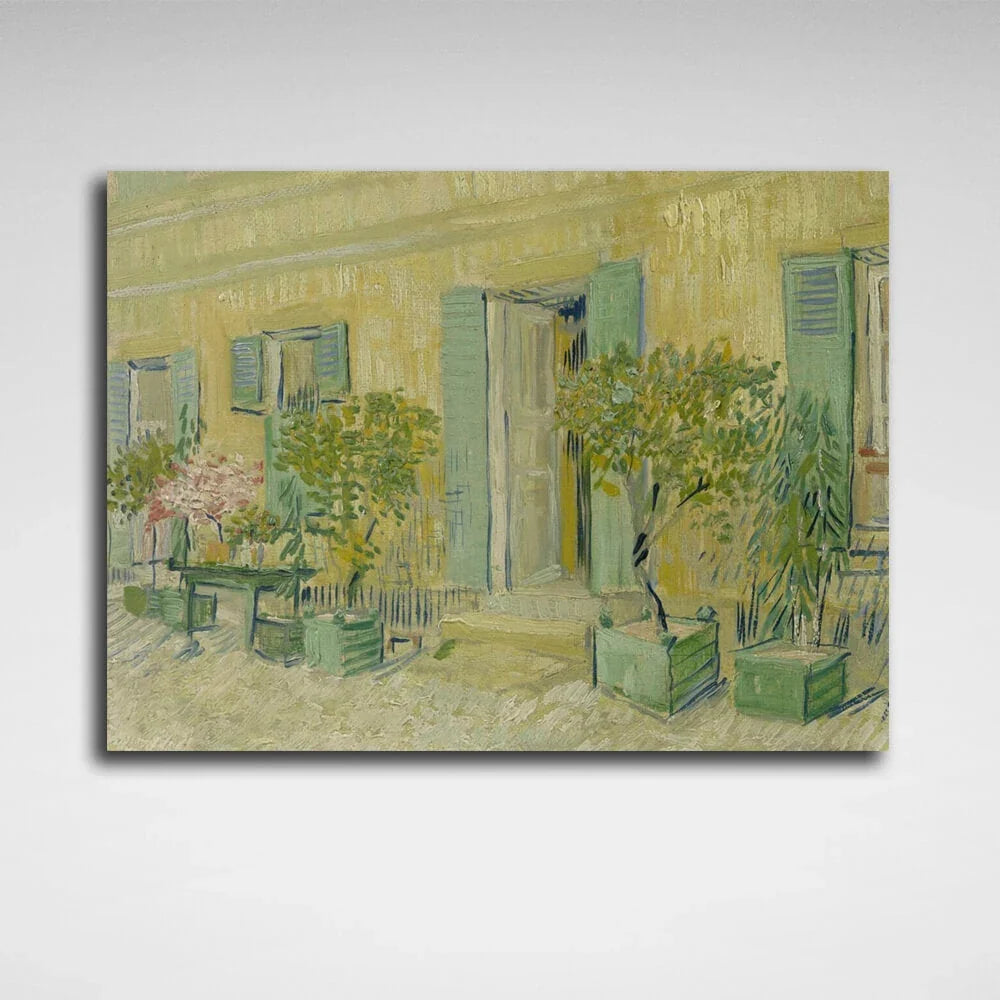 The exterior of the restaurant in Agnières by Vincent van Gogh Reproduction Canvas Wall Art Print
